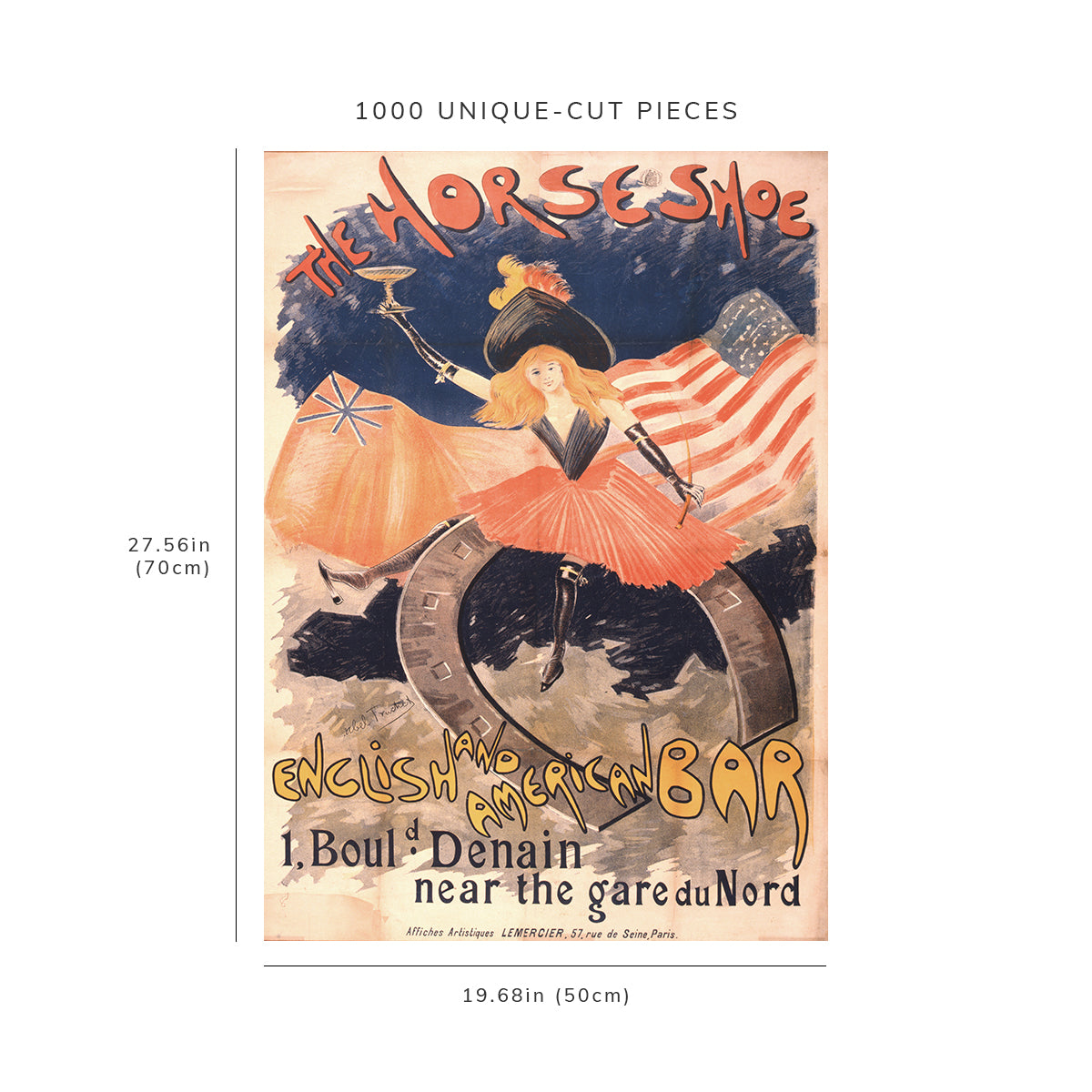 1000 piece puzzle - 1890 Photo: Horseshoe English | American Bar | Denain near Gare du Nord, Paris, France