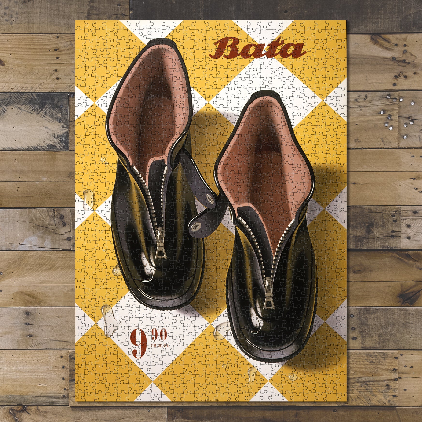 1000 piece puzzle Photo: Bata Shoe Company showing a pair of rubber boots Jigsaw Puzzle Game for Adults