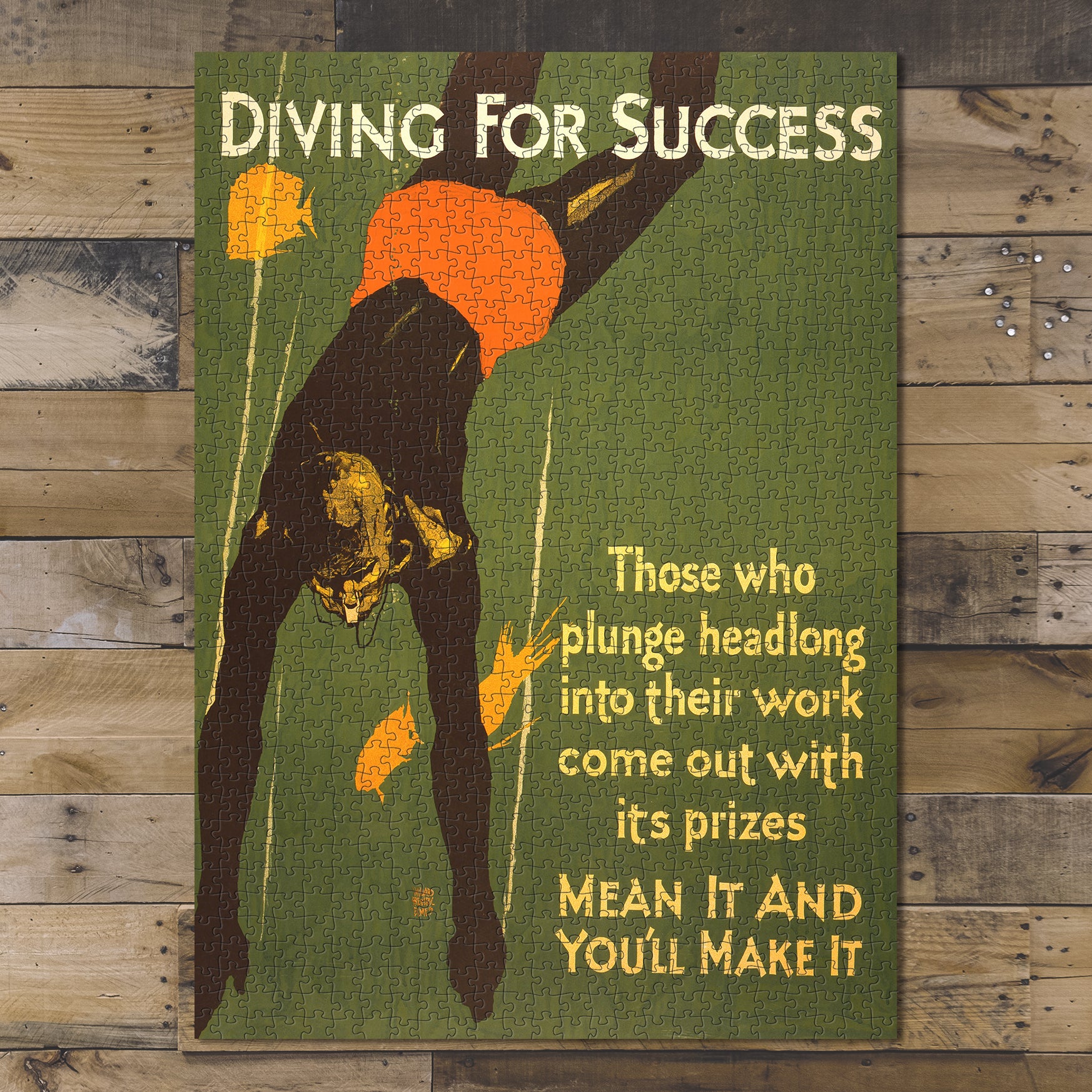 1000 piece puzzle 1929 Photo: Diving for Success Those who plunge headlong into work, come out w/ prizes