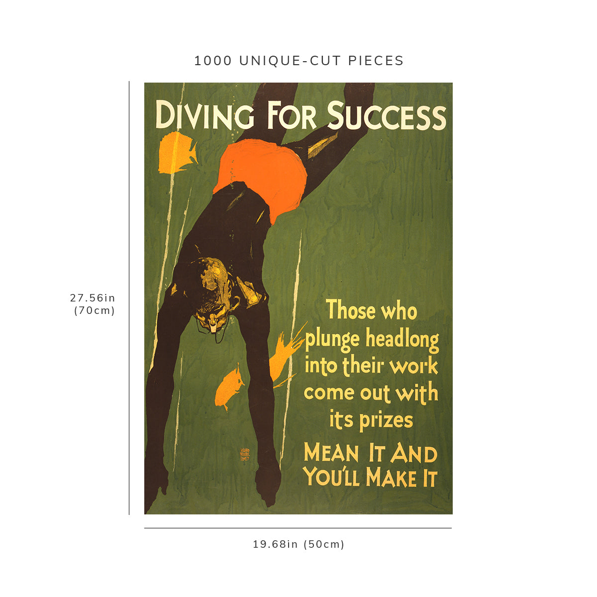1000 piece puzzle - 1929 Photo: Diving for Success | Those who plunge headlong into work, come out w/ prizes