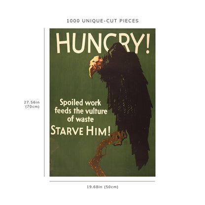 1000 piece puzzle - 1929 Photo: Hungry! Spoiled work feeds the vulture of waste. Starve Him! | Fun Activity
