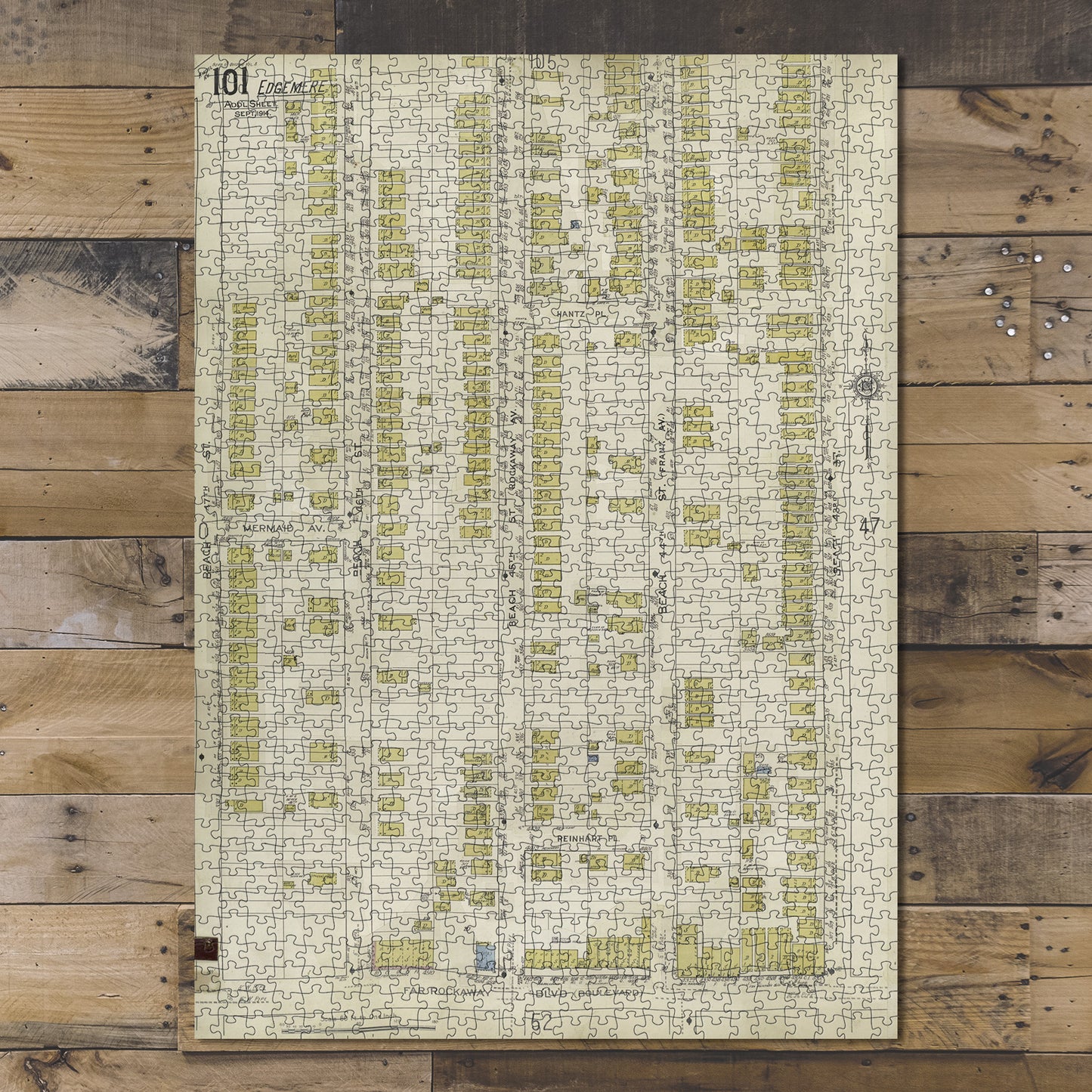 1000 Piece Jigsaw Puzzle 1912 Map of New York Queens V. 8, Plate No. 101 Map