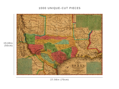 1000 piece puzzle - 1835 New map of Texas | Family Entertainment | Jigsaw Puzzle Game for Adults
