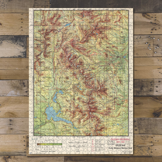 1000 Piece Jigsaw Puzzle 1959  Relief map, Rocky Mountain National Park Colorado 