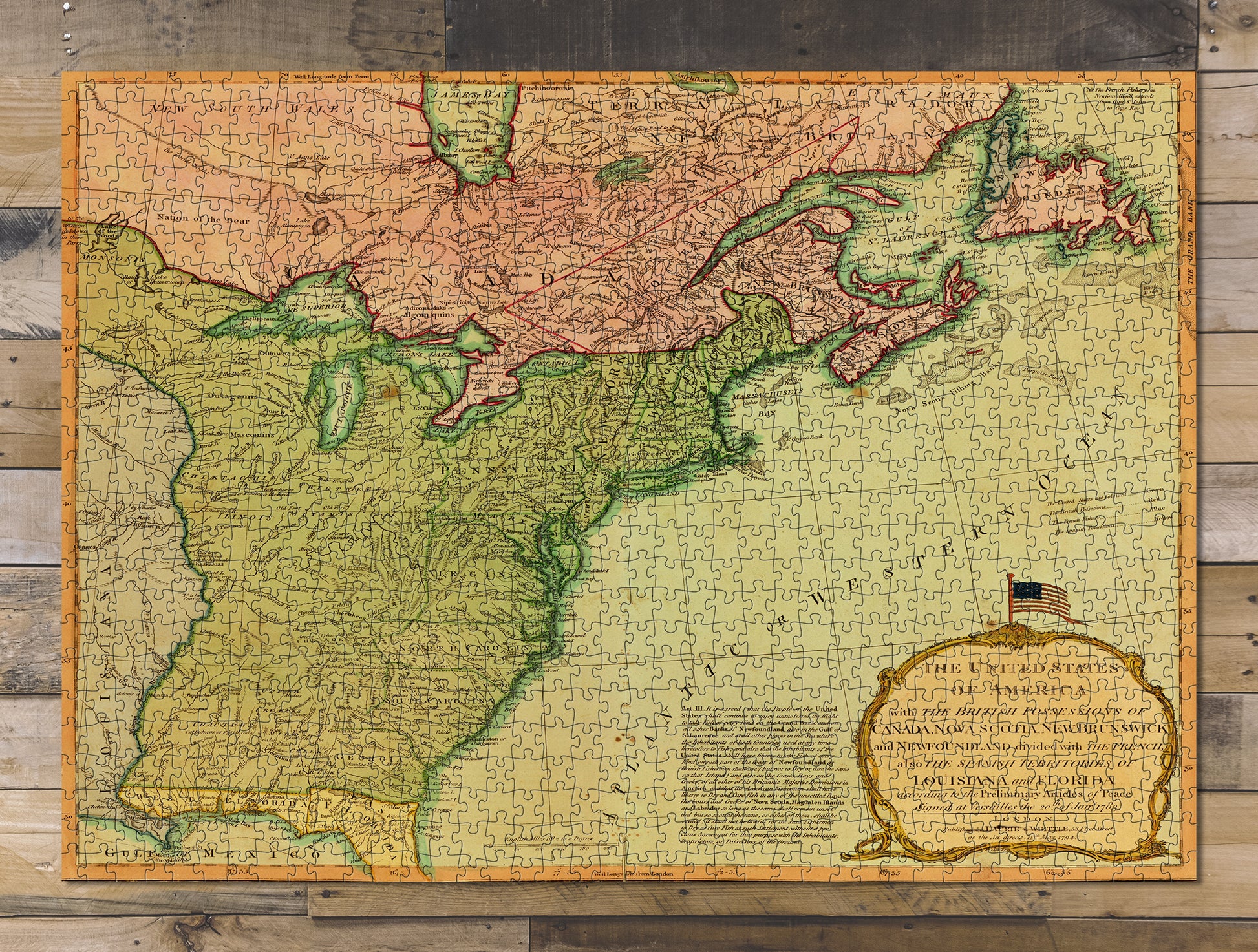 1000 piece puzzle 1794 Map of The United States of America, with the British possessions