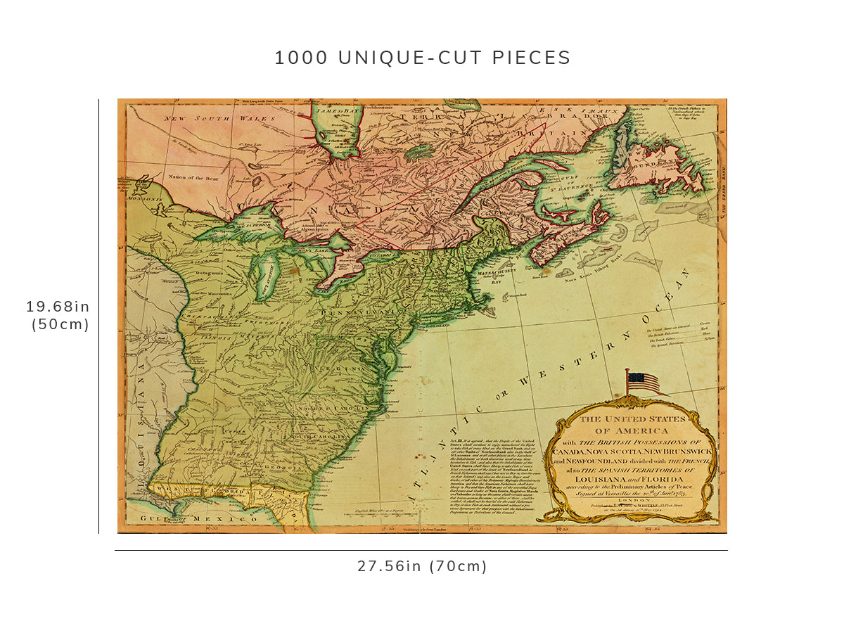 1000 piece puzzle - 1794 Map of The United States of America, with the British possessions