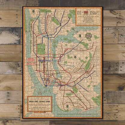 1000 piece puzzle 1954 Map of New York City Subway Subway System Map of New York NY Underground