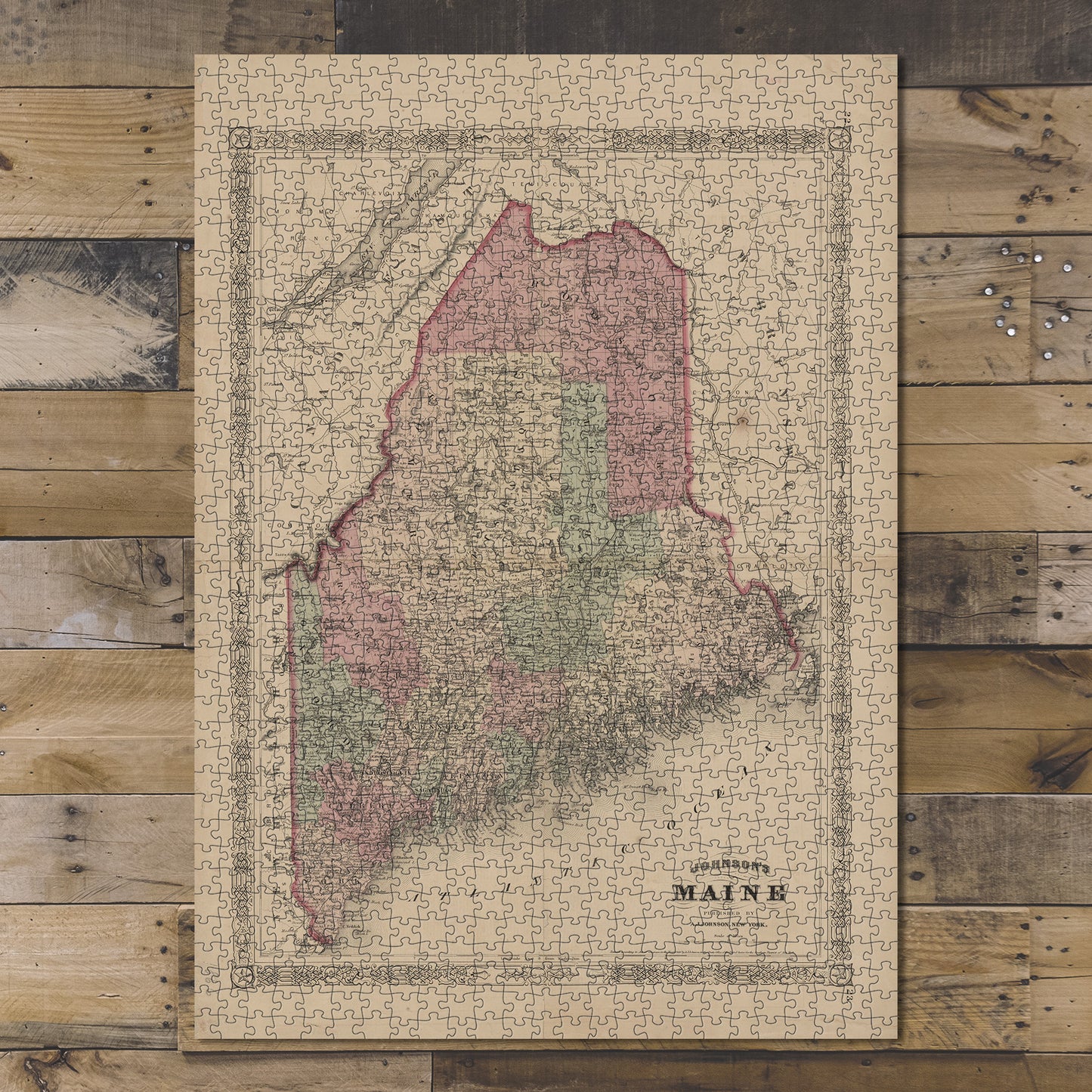 1000 Piece Jigsaw Puzzle 1866 Map of New York Johnson's Maine Johnson, A. J.