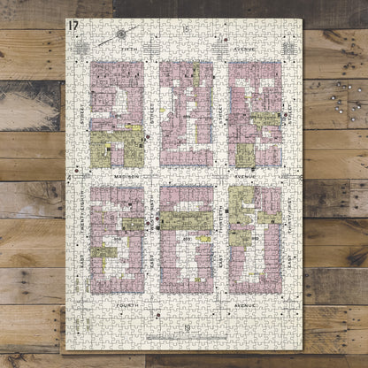 1000 Piece Jigsaw Puzzle 1884 Map of New York Manhattan, V. 4, Plate No. 17 Map