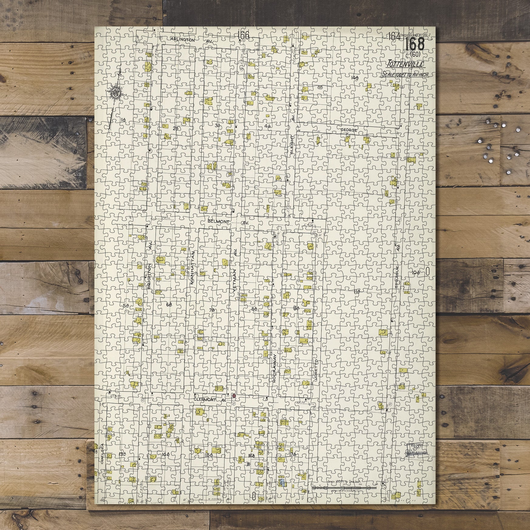 1000 Piece Jigsaw Puzzle 1884 Map of New York Staten Island, V. 2, Plate No. 168 Map