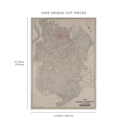 1000 Piece Jigsaw Puzzle: 192- Map of New York Map of the Borough of Brooklyn, City of N