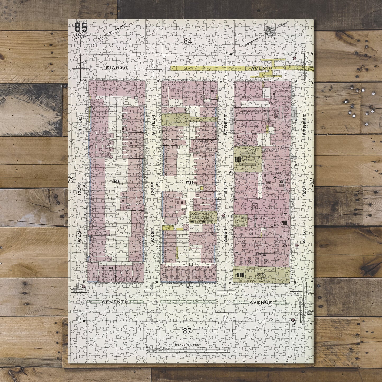 1000 Piece Jigsaw Puzzle 1884 Map of New York Manhattan V. 7, Plate No. 85 Map