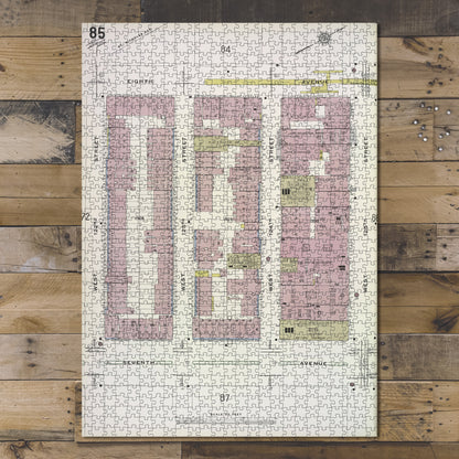 1000 Piece Jigsaw Puzzle 1884 Map of New York Manhattan V. 7, Plate No. 85 Map