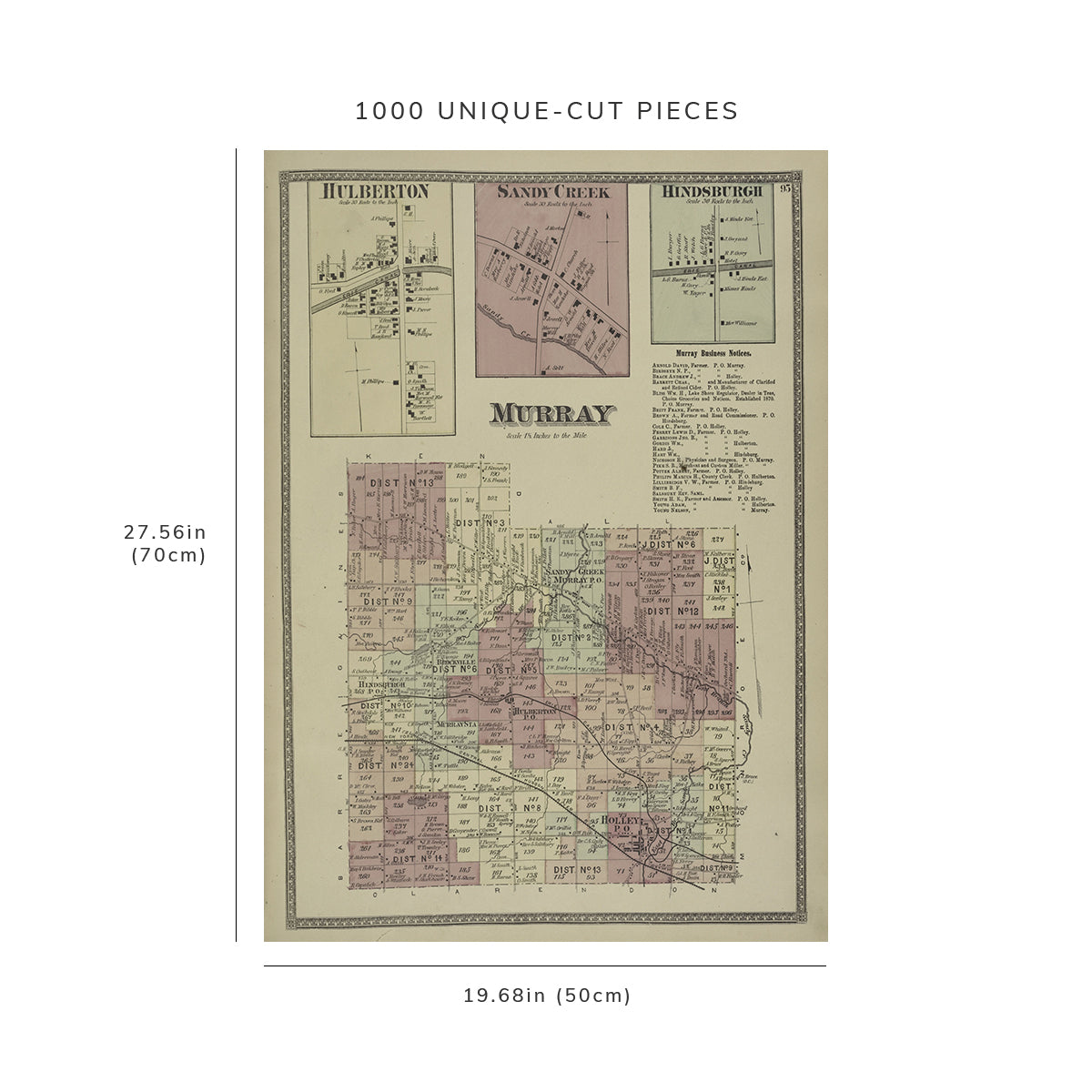 1000 Piece Jigsaw Puzzle: 1875 Map of Philadelphia Hulberton Village Sandy Creek Village