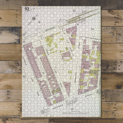1000 Piece Jigsaw Puzzle 1884 Map of New York Manhattan V. 7, Plate No. 93 Map