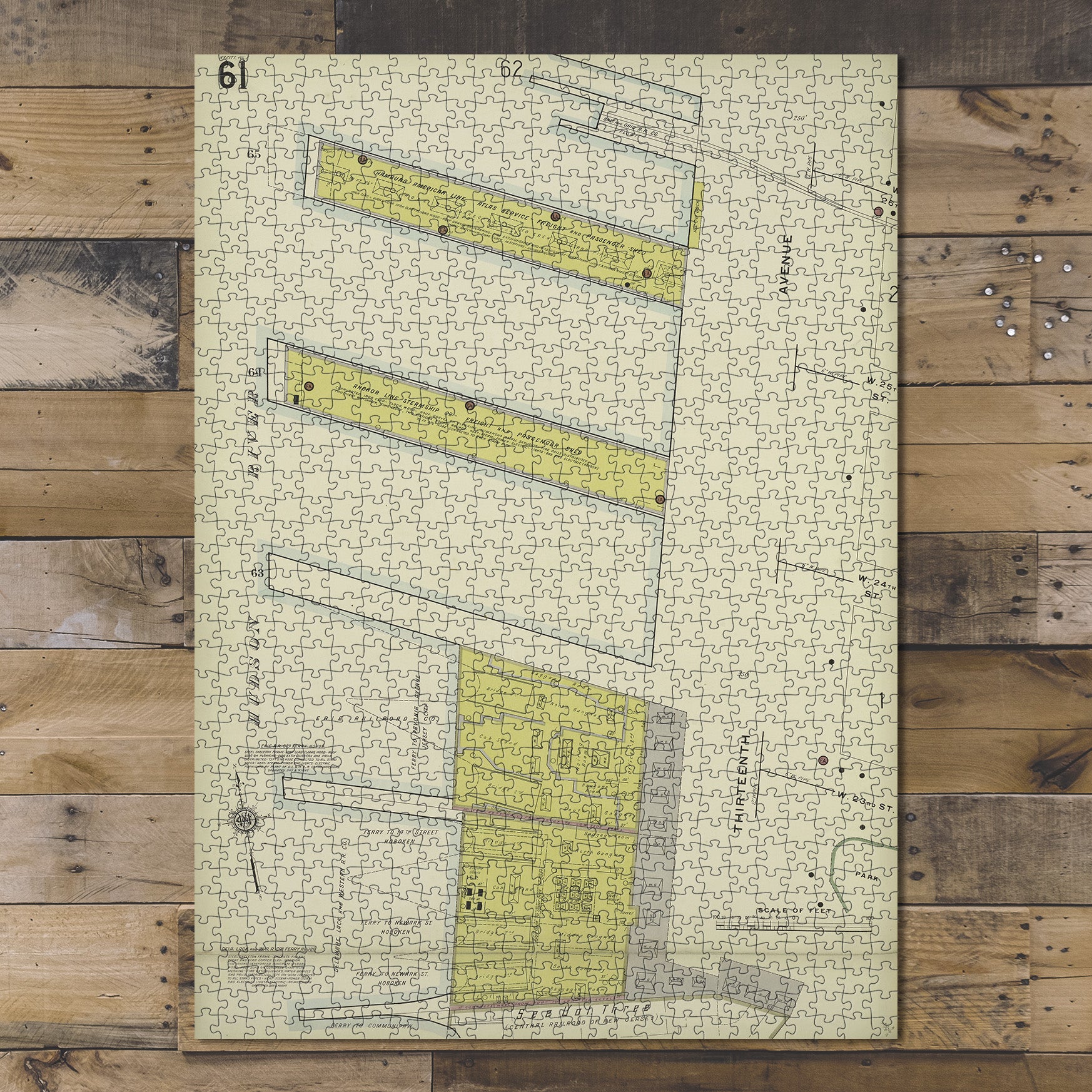 1000 Piece Jigsaw Puzzle 1884 Map of New York Manhattan, V. 5, Plate No. 61 Map