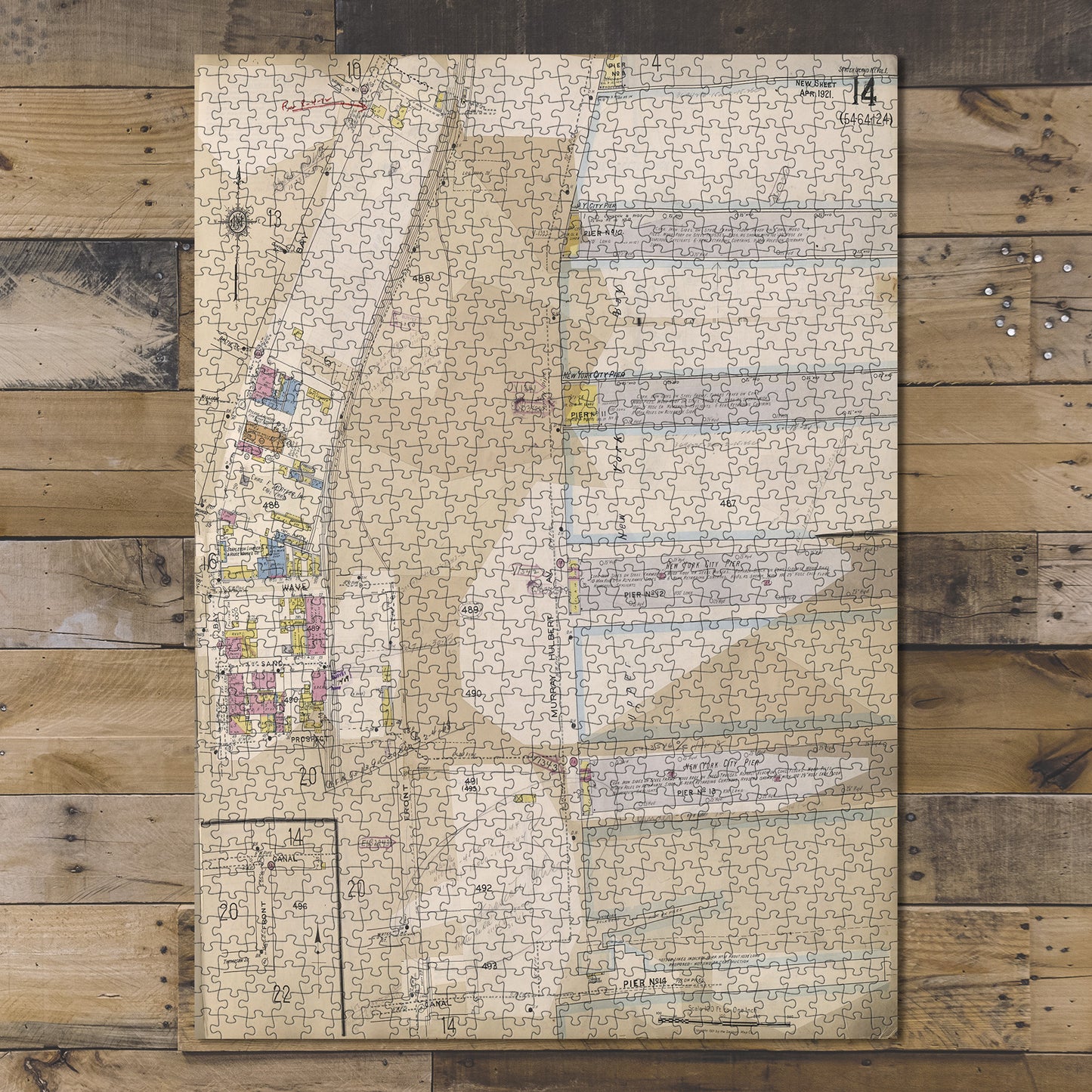 1000 Piece Jigsaw Puzzle Map of New York Staten Island, V. 1, Plate No. 14 Map