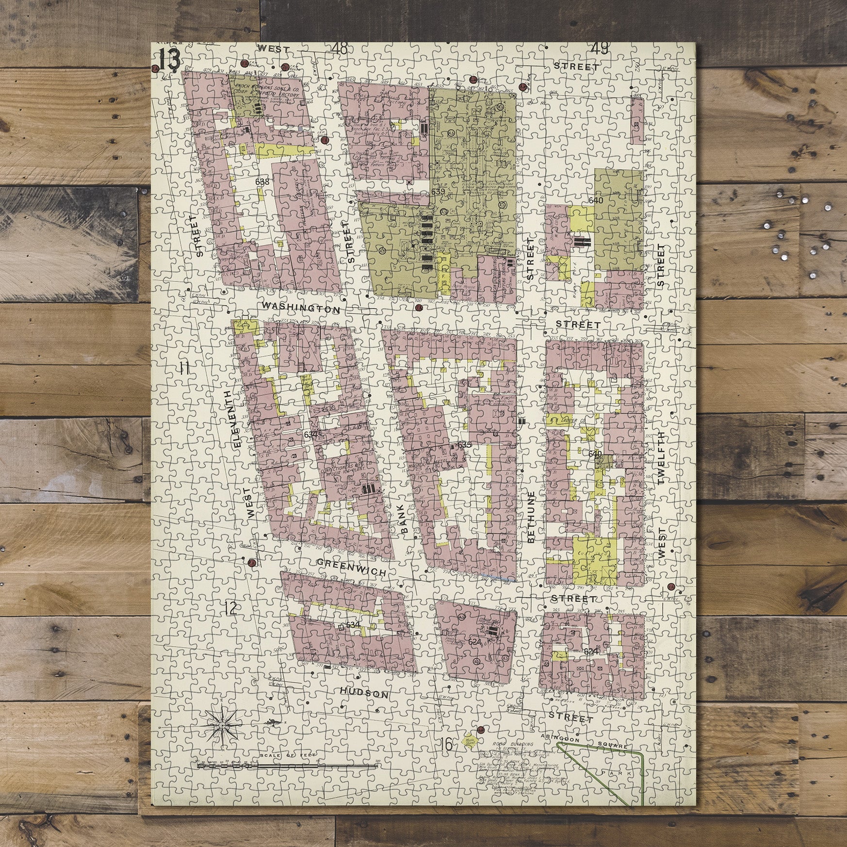 1000 Piece Jigsaw Puzzle 1884 Map of New York Manhattan, V. 3, Plate No. 13 Map