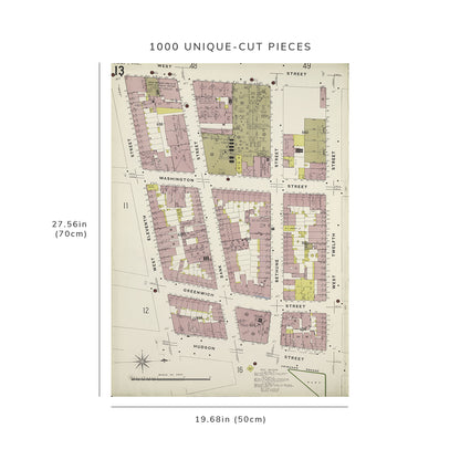 1000 Piece Jigsaw Puzzle: 1884 Map of New York Manhattan, V. 3, Plate No. 13 Map