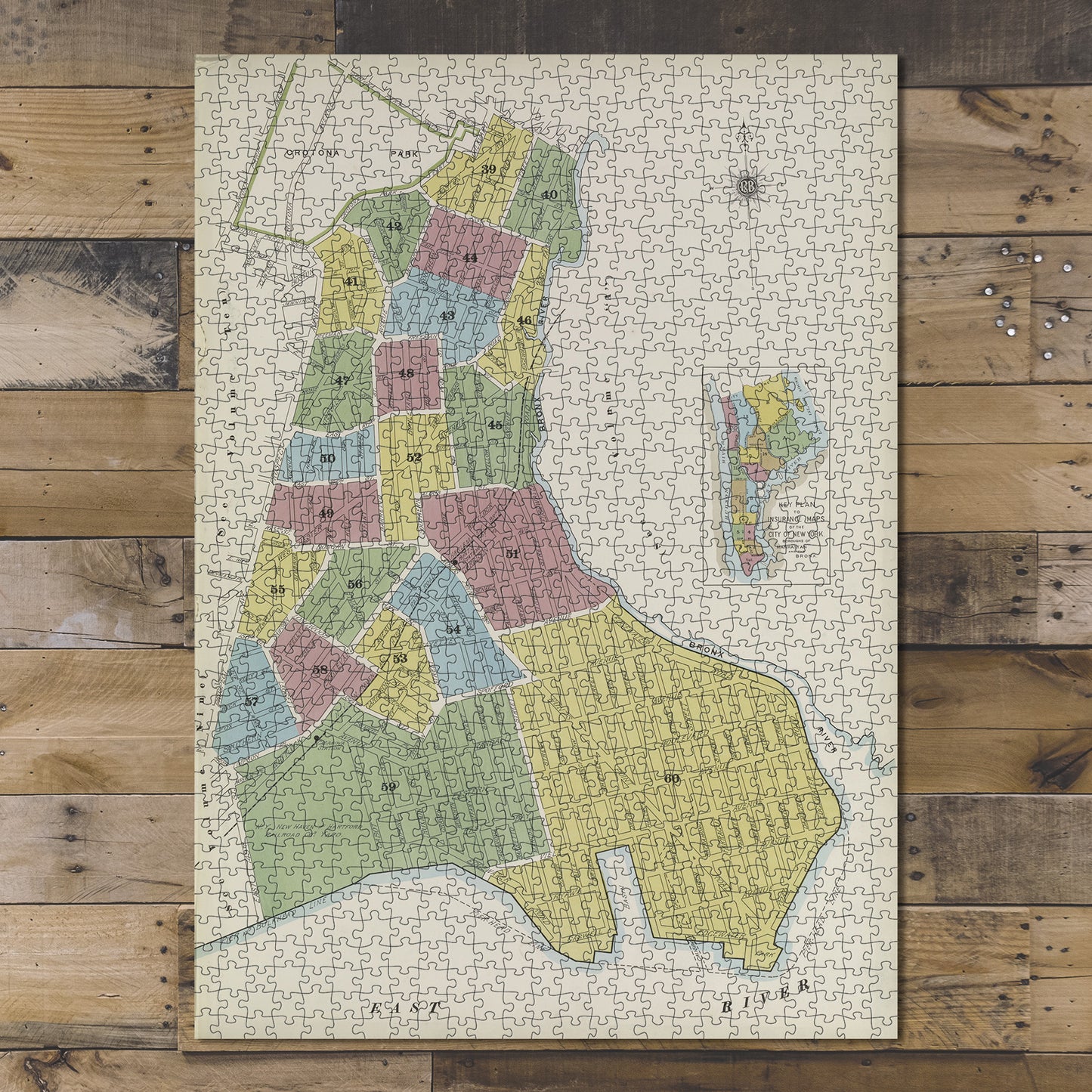 1000 Piece Jigsaw Puzzle 1884 Map of New York Key continued Sanborn Map Company | Vinta