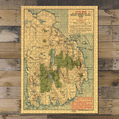 1000 Piece Jigsaw Puzzle 1911 map Path map of the Eastern part of Mount Desert Island M