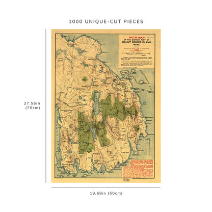 1000 Piece Jigsaw Puzzle: 1911 map Path map of the Eastern part of Mount Desert Island M