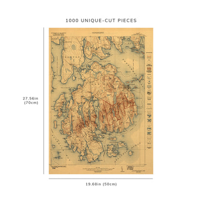 1000 piece puzzle - 1922 | Maine | Acadia National Park | Topographic