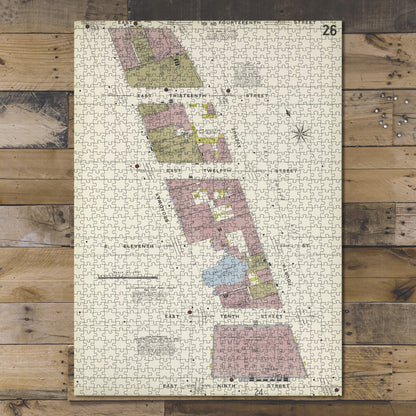 1000 Piece Jigsaw Puzzle 1884 Map of New York Manhattan, V. 3, Plate No. 26 Map