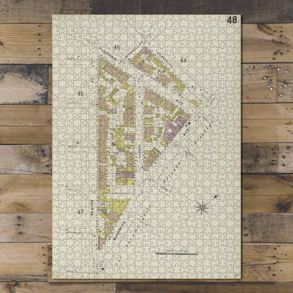 1000 Piece Jigsaw Puzzle 1884 Map of New York Brooklyn V. 3, Plate No. 48 Map