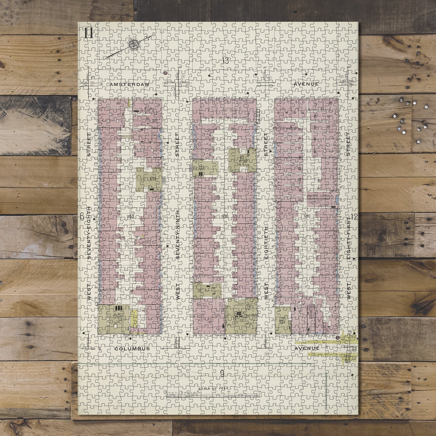 1000 Piece Jigsaw Puzzle 1884 Map of New York Manhattan V. 7, Plate No. 11 Map