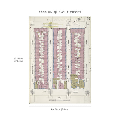 1000 Piece Jigsaw Puzzle: 1884 Map of New York Manhattan, V. 4, Plate No. 46 Map