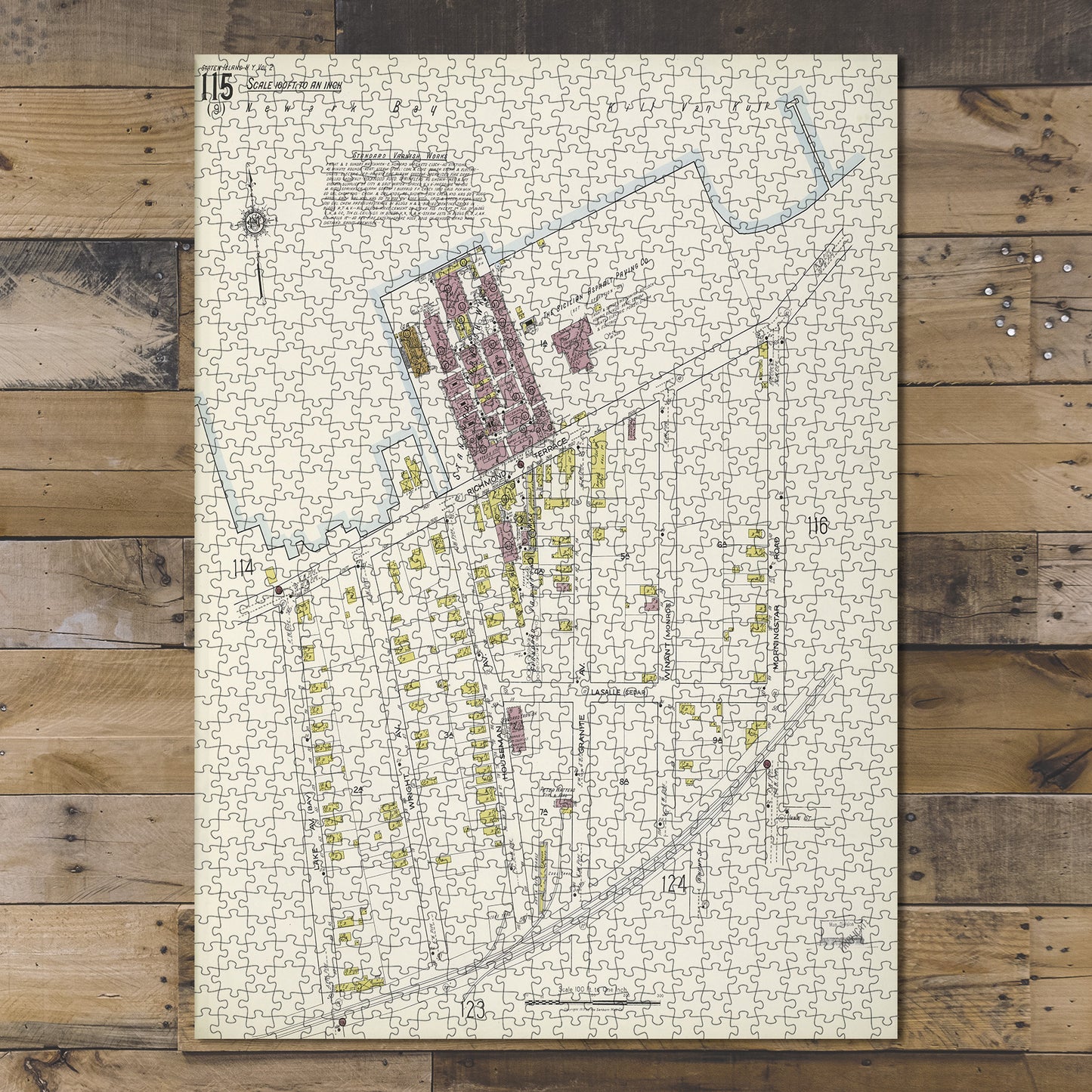 1000 Piece Jigsaw Puzzle 1884 Map of New York Staten Island, V. 2, Plate No. 115 Map