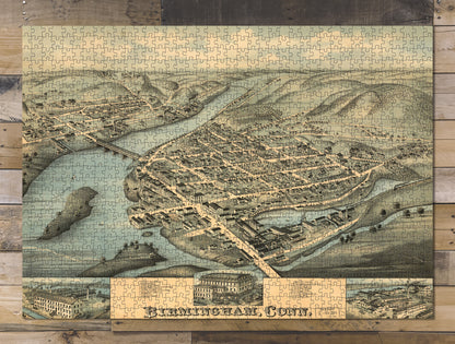1000 piece puzzle 1876 Map of Birmingham, Conn. Jigsaw Puzzle Game for Adults Birthday Present Gifts