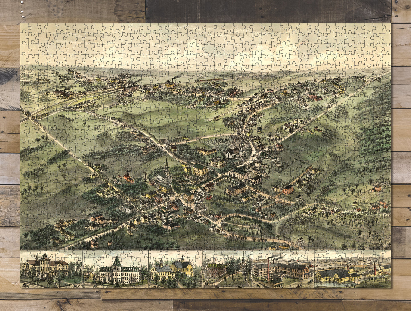 1000 piece puzzle 1882 Map| View of Cheshire, Connecticut Family Entertainment