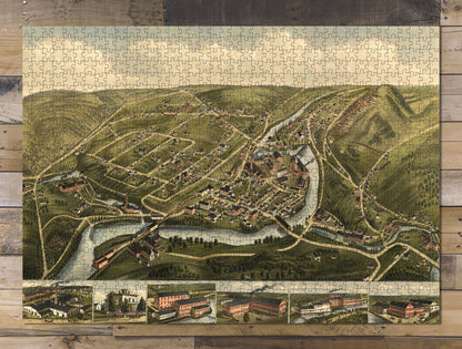 1000 piece puzzle 1879 Map| View of Seymour, Conn. Family Entertainment Jigsaw Puzzle Game for Adults