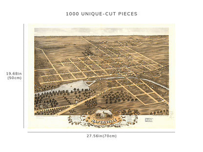 1000 piece puzzle - 1869 Map of Naperville, DuPage County, Illinois | Family Entertainment | Hand made