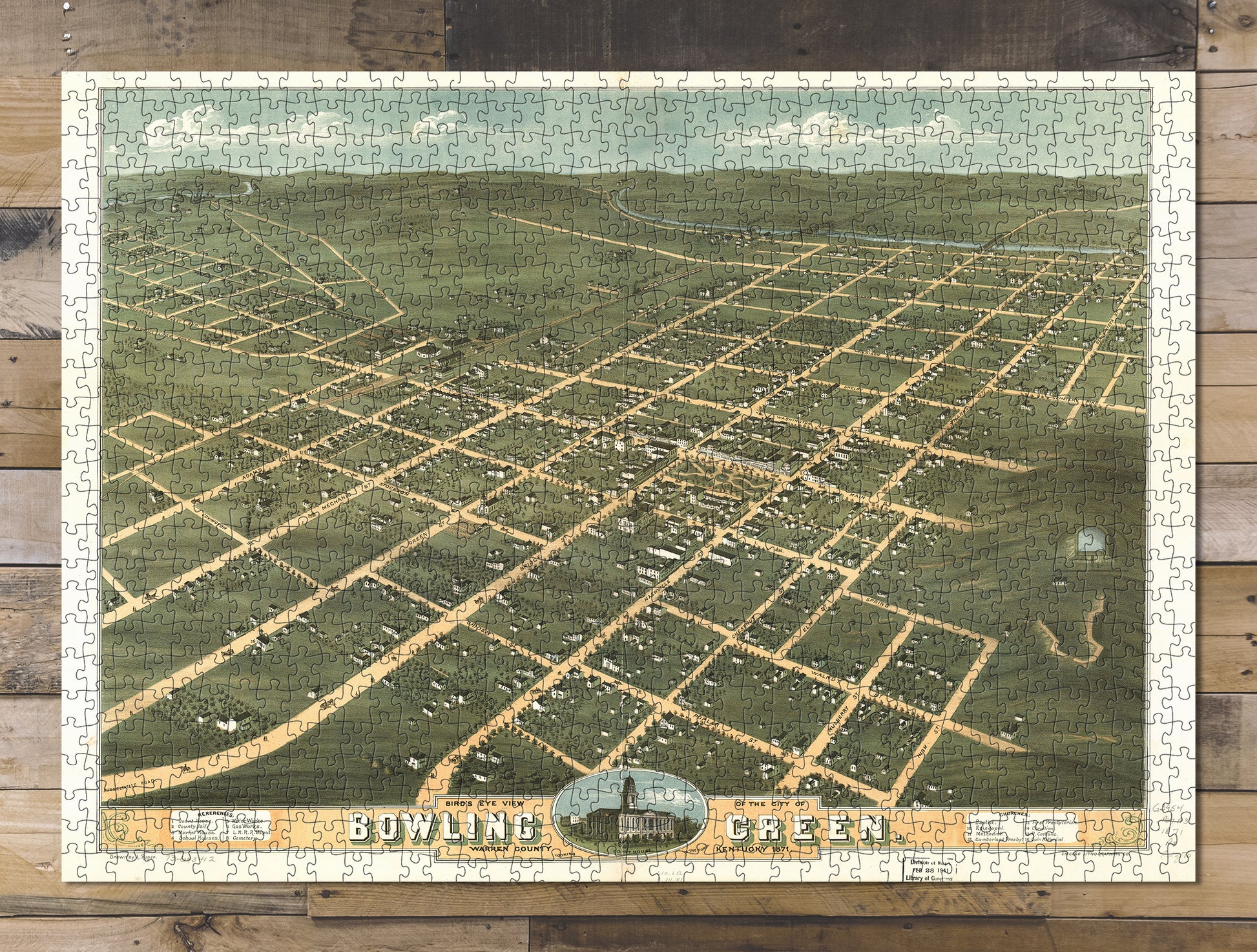 1000 piece puzzle 1871 Map of the city of Bowling Green, Warren County, Kentucky