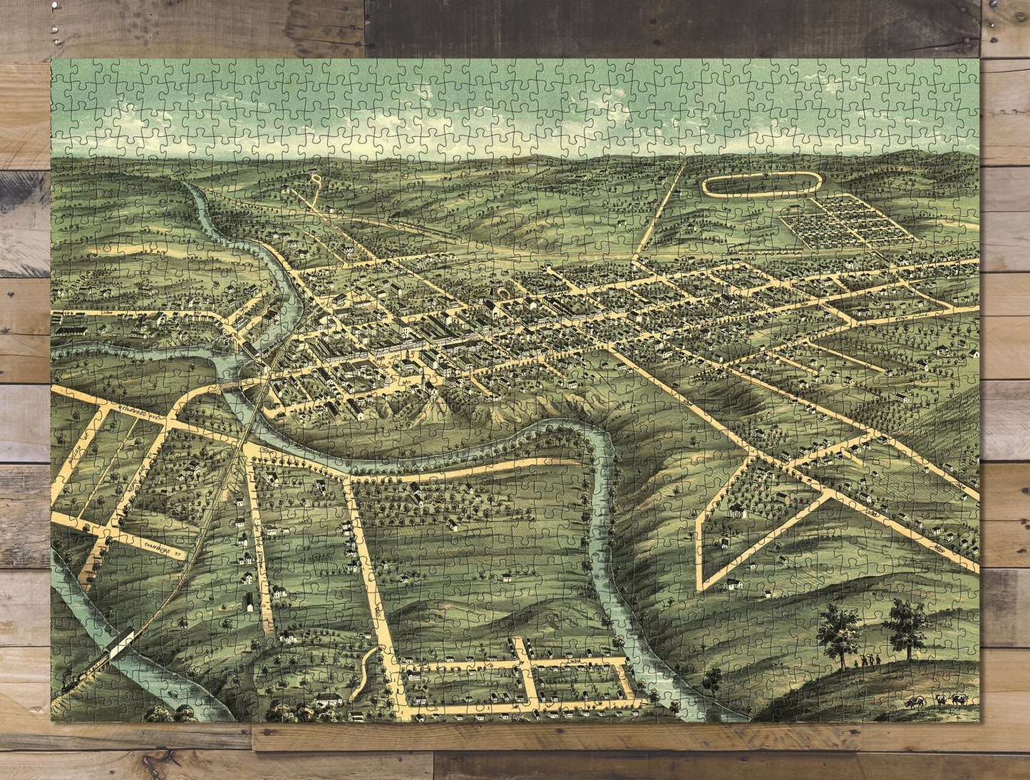 1000 piece puzzle 1870 Map| Bird's eye view of the city of Paris, Bourbon County Birthday Present Gifts