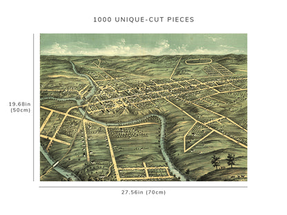 1000 piece puzzle - 1870 Map| Bird's eye view of the city of Paris, Bourbon County | Birthday Present Gifts