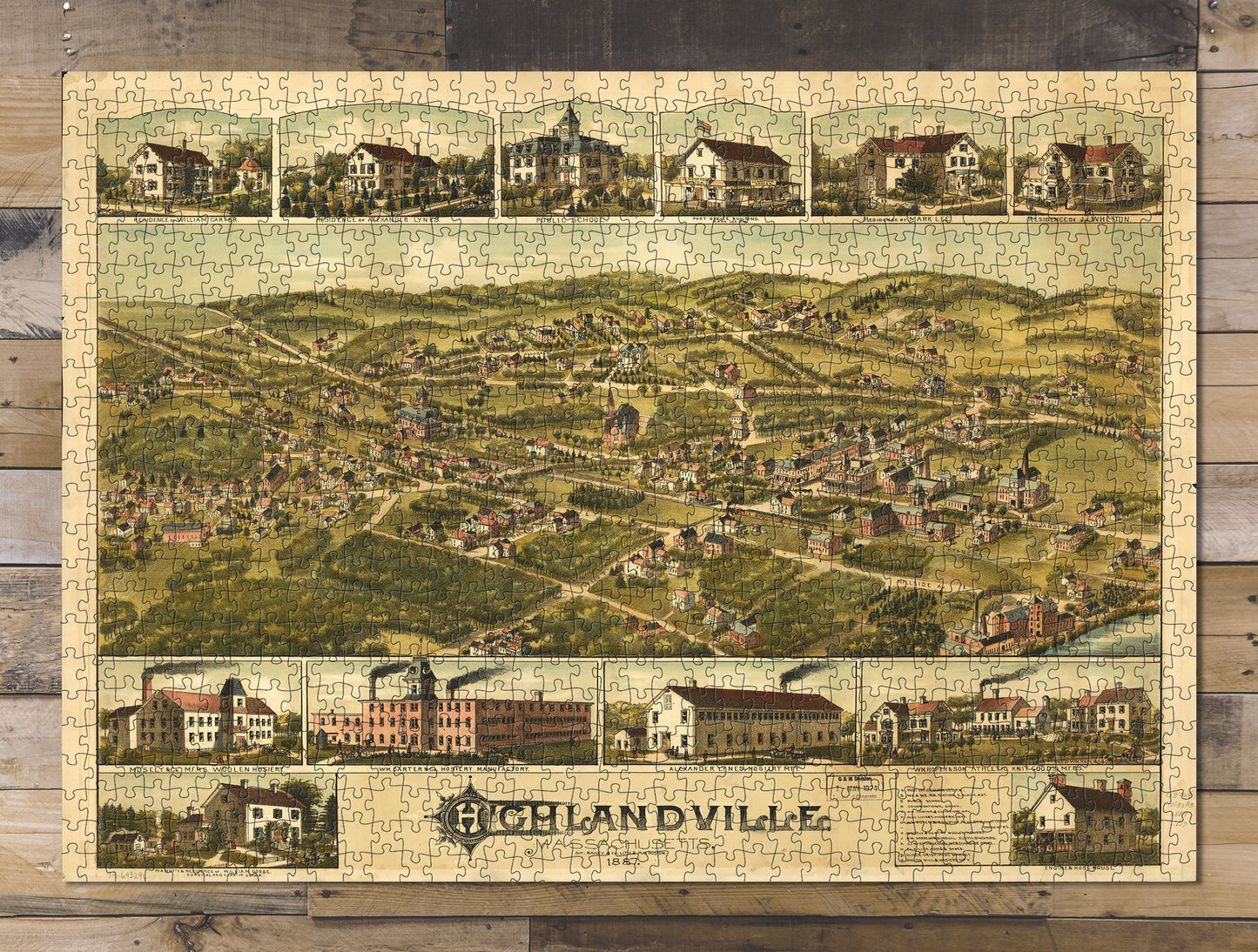 1000 piece puzzle 1887 Map of Highlandville, Massachusetts Family Entertainment