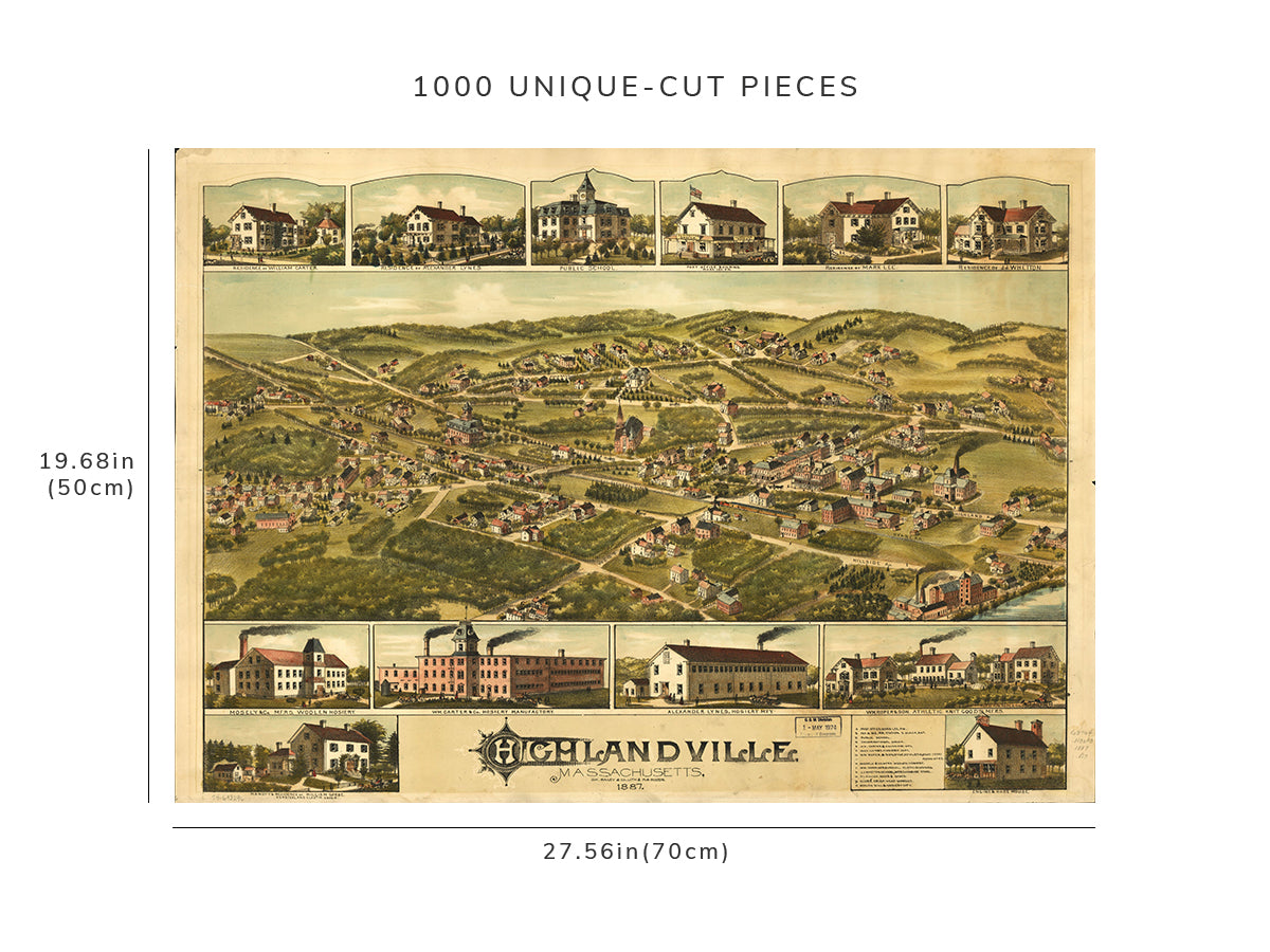 1000 piece puzzle - 1887 Map of Highlandville, Massachusetts | Family Entertainment