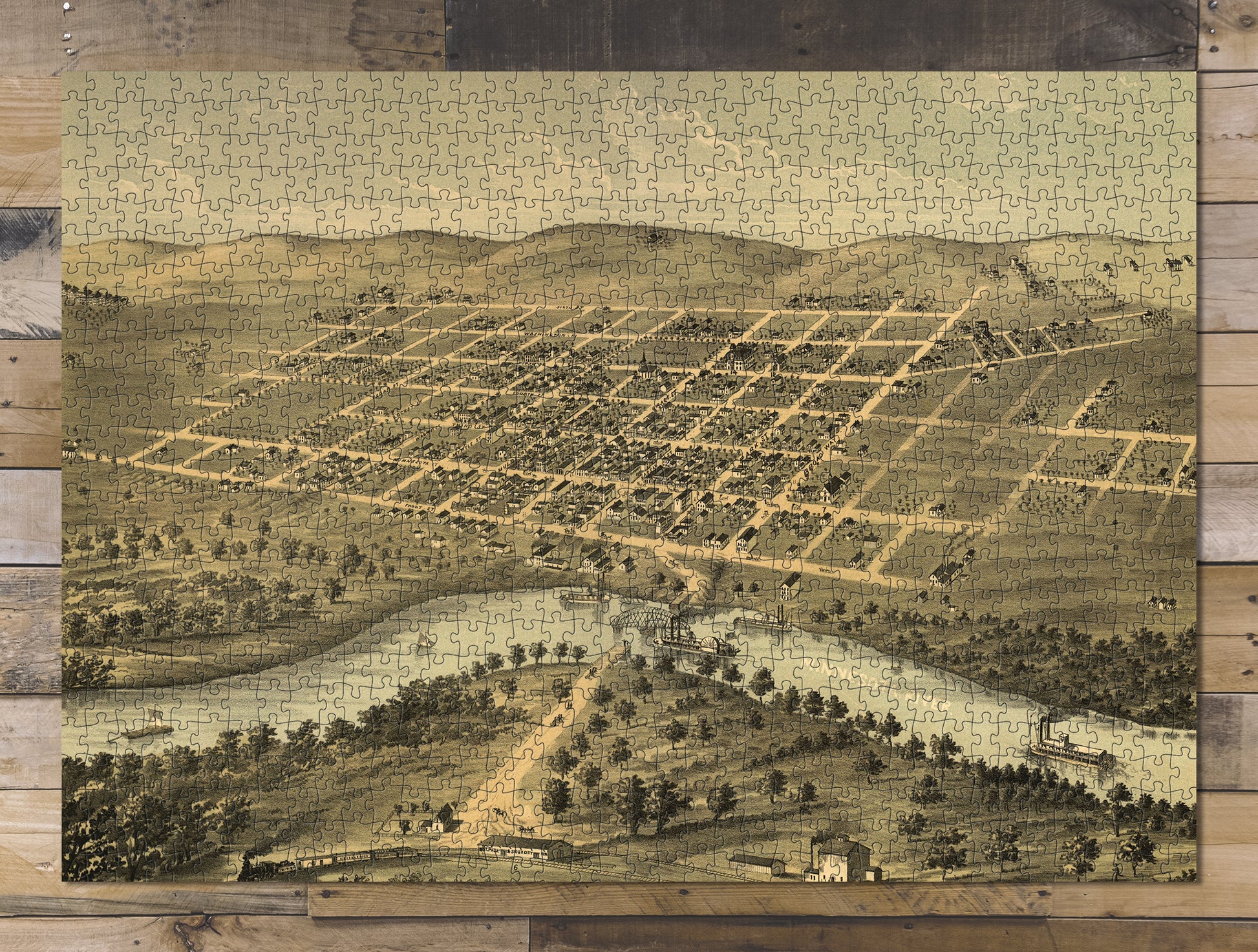 1000 piece puzzle 1870 Map| Bird's eye view of the city of Saint Peter, Nicollet County