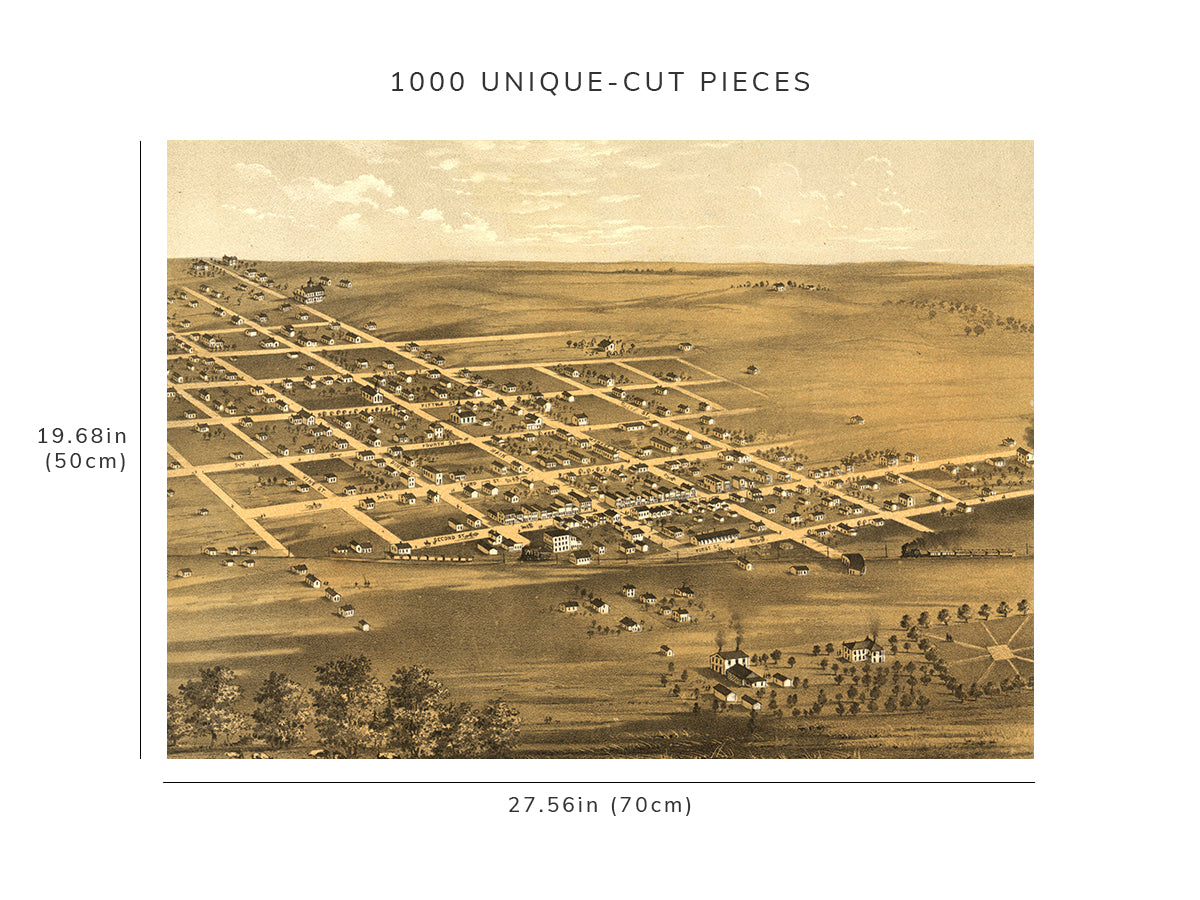 1000 piece puzzle - 1869 Map| Bird's eye view of the city of Holden, Johnson Co., Missouri