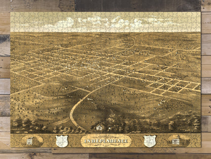 1000 piece puzzle 1868 Map| Bird's eye view of the city of Independence, Jackson Co., Mi