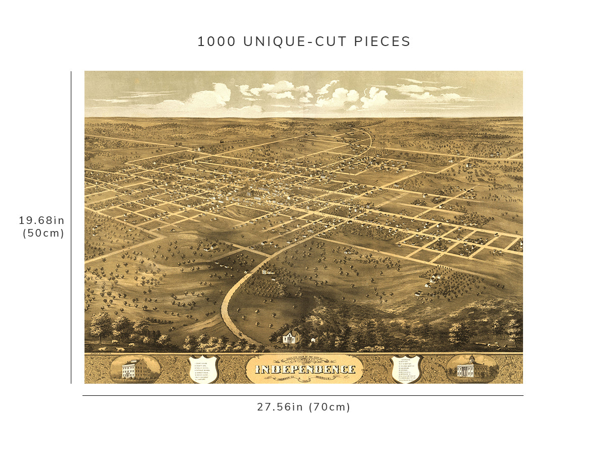1000 piece puzzle - 1868 Map| Bird's eye view of the city of Independence, Jackson Co., Mi