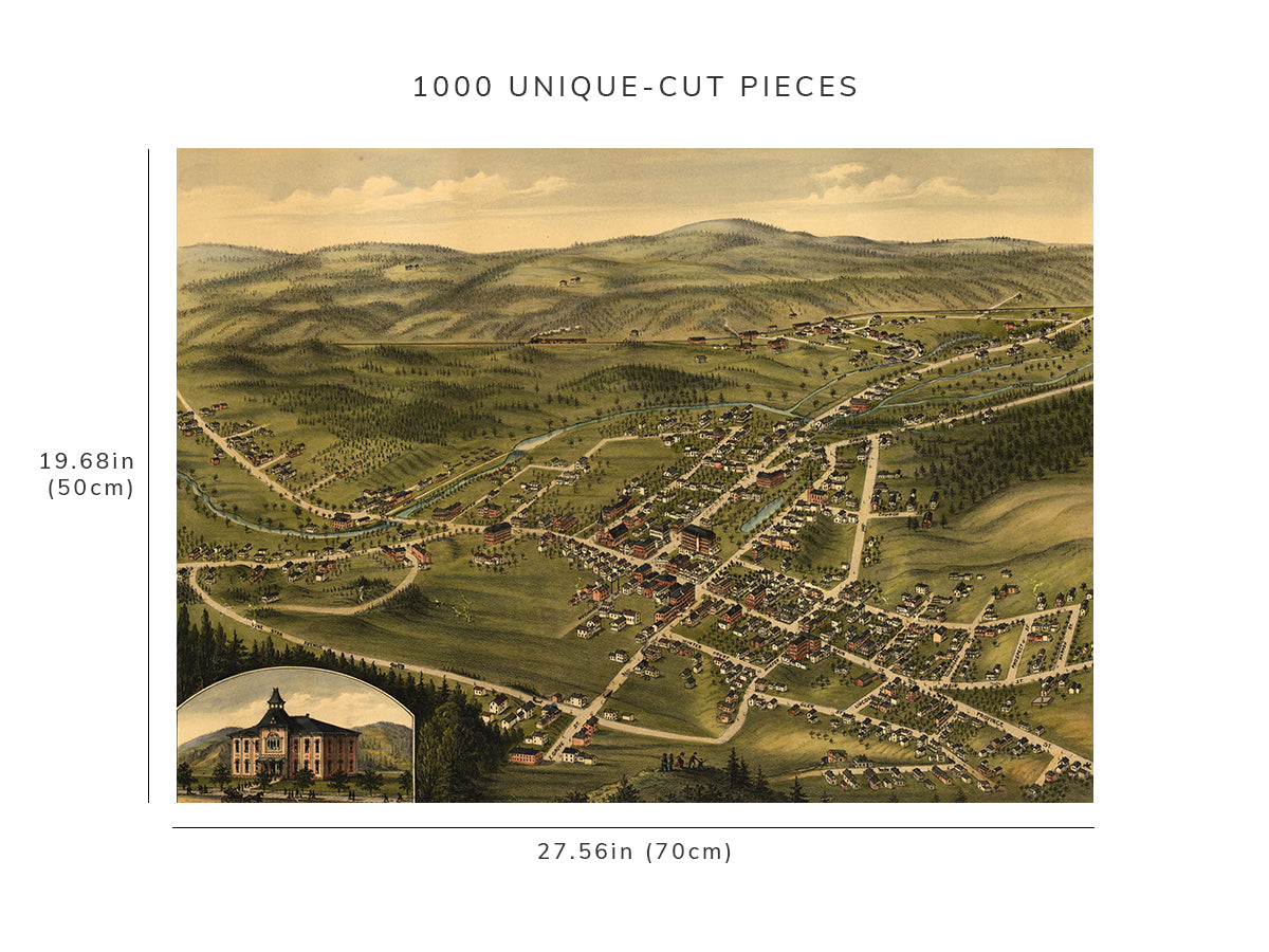 1000 piece puzzle - 1877 Map| Bird's eye view of the village of Farmington, Stafford County