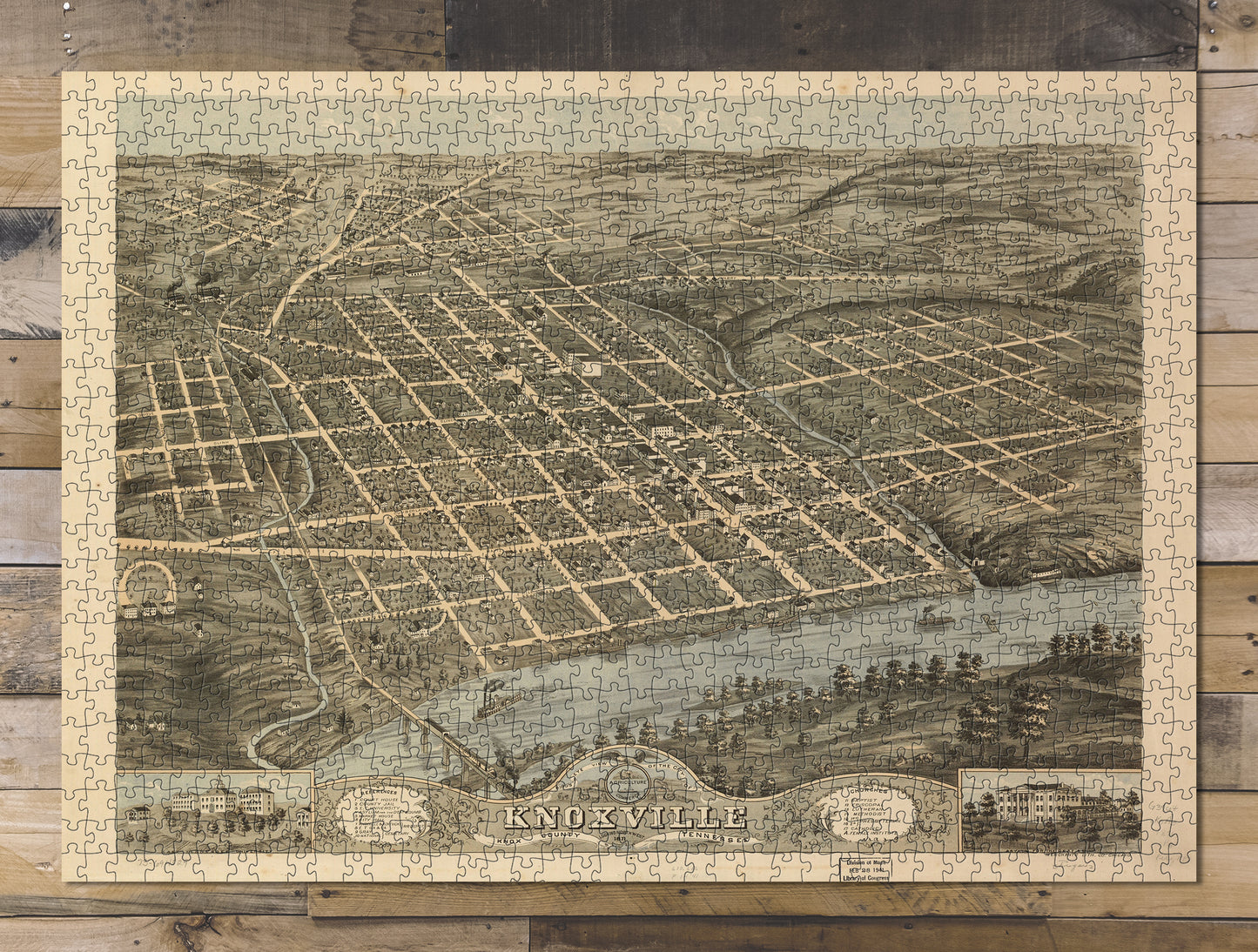 1000 piece puzzle 1871 Map of the city of Knoxville, Knox County, Tennessee