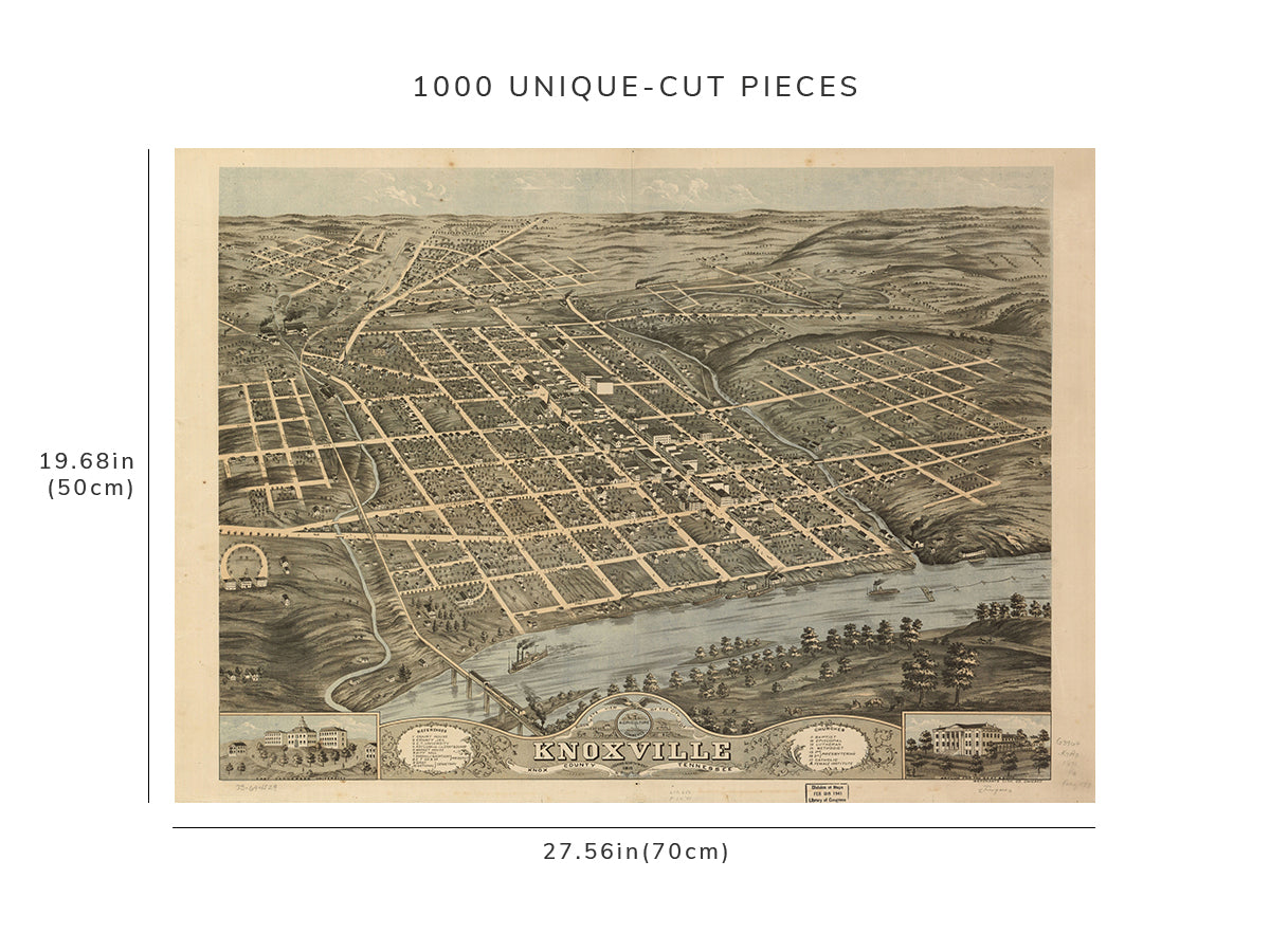 1000 piece puzzle - 1871 Map of the city of Knoxville, Knox County, Tennessee