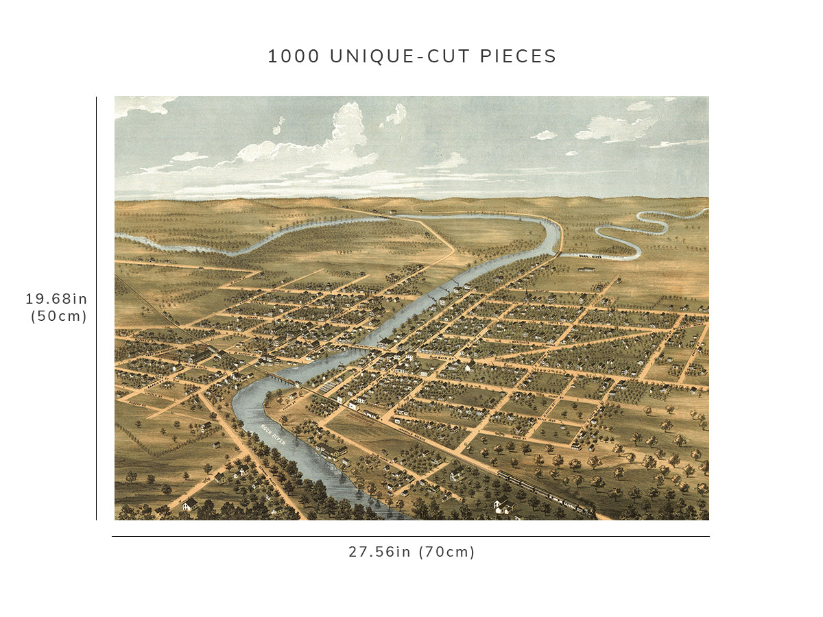 1000 piece puzzle - 1870 Map| Bird's eye view of Fort Atkinson, Jefferson County, Wisconsin | Jigsaw Puzzle
