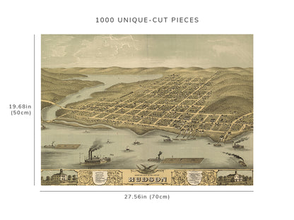 1000 piece puzzle - 1870 Map| Bird's eye view of the city of Hudson, St. Croix County